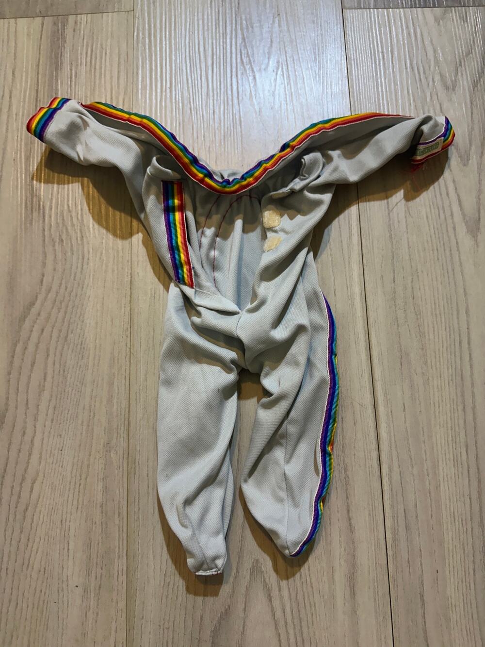 Vintage 1986 Cabbage Patch Kids Gray Rainbow Poseable Actionwear Jumpsuit Doll